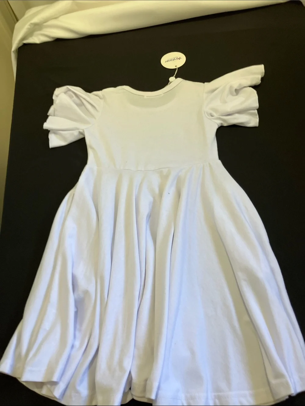 Girls White Flutter-Sleeve Twirl Dress